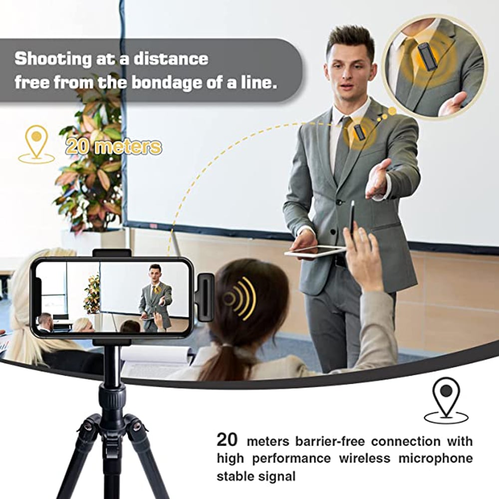 Wireless Lavalier Microphone Charging Case Mic Portable Audio Video Recording for iPhone Android Camera Notebook Live Gaming Mic