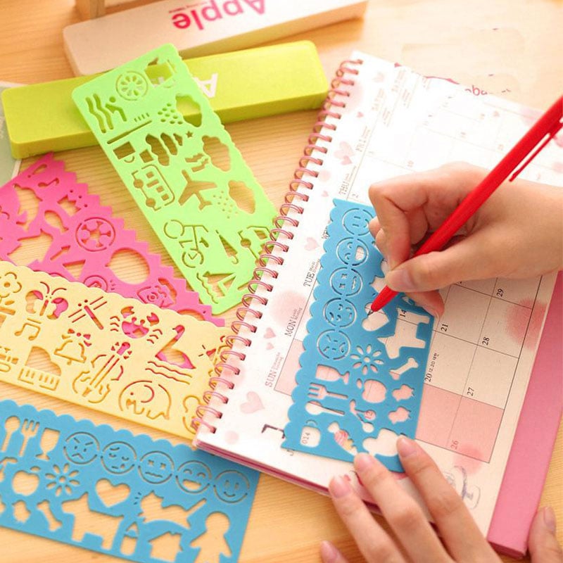 4 Cute Drawing Template Ruler Drafting Tool Stationery For Student Painting Supplies Creative Gift