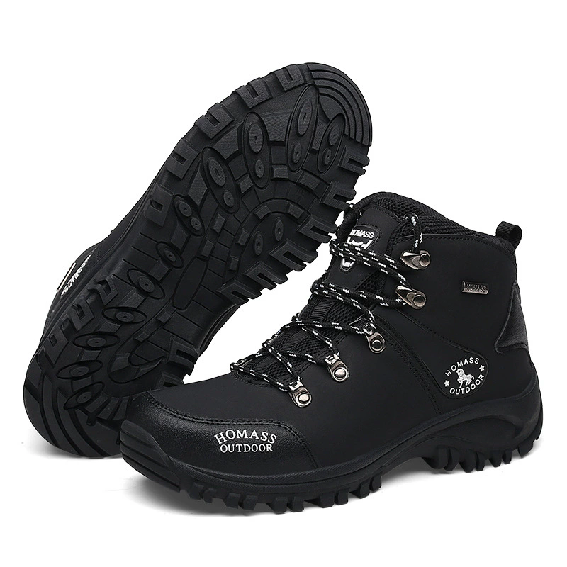 Autumn Winter Men Hiking Boots Outdoor Waterproof Non-slip Camping Man Shoes Hiking Sneakers Warm Fleece Short Boots