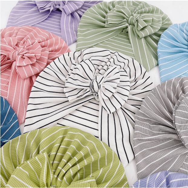 New baby cap newborn baby cap striped bow cap