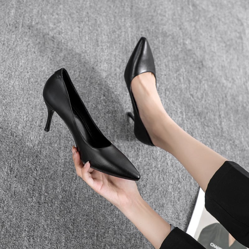 Flight Attendant High Heels Female 2023 New Etiquette Single Shoes Pointed Toe Thin Heels Professional Work Shoes Formal Dress B
