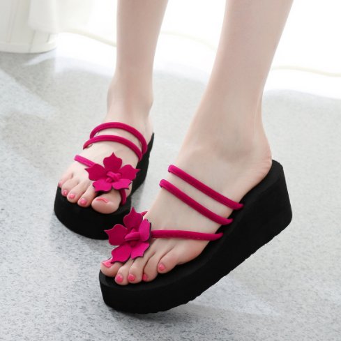 Woman Shoes Platform bath slippers Wedge Beach Flip Flops High Heel Slippers For Women Brand Black Ladies Shoes