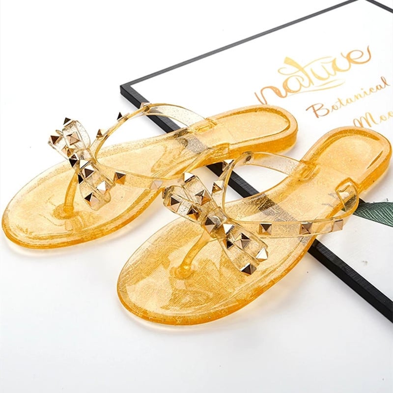 new rivet bow sandals and slippers summer crystal shoes outdoor flip flops