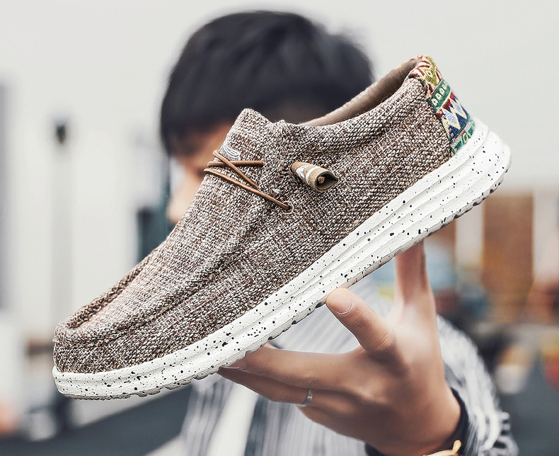 Spring Business Fashion Large Leisure Dad Shoes Denim Canvas Sewing Simplicity Soft Bottom Slip-on Holiday Sailing Men's Shoes