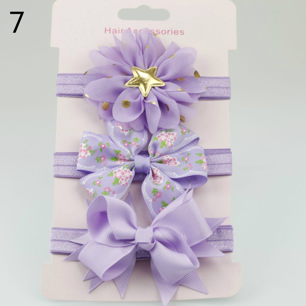 Fashion New Korean Hair Accessories Child Simple Solid Color Bow Ribbon Set