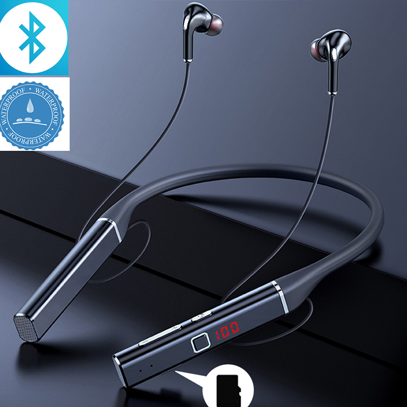 100 hours TWS Wireless Magnetic Neckband Headphone Earphone IPX3 Sport Headset Waterproof Noise Cancelling Microphon