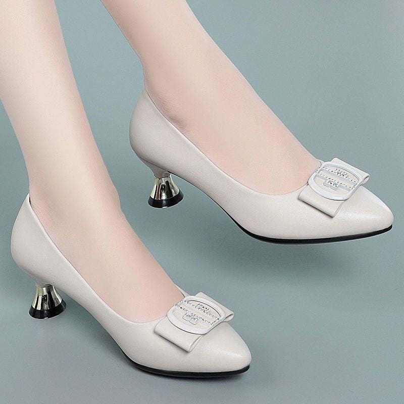 New Women Fashion Green Square Heel Pumps Lady Cute & Classic Black Office Heel Shoes Talons hauts noirs