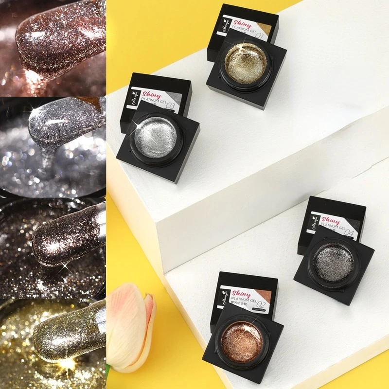 Canned Platinum Nail Polish Platinum Glue High-end Super Flash Gold Silver High-density Painted Pull Line Nail Art Nail Polish