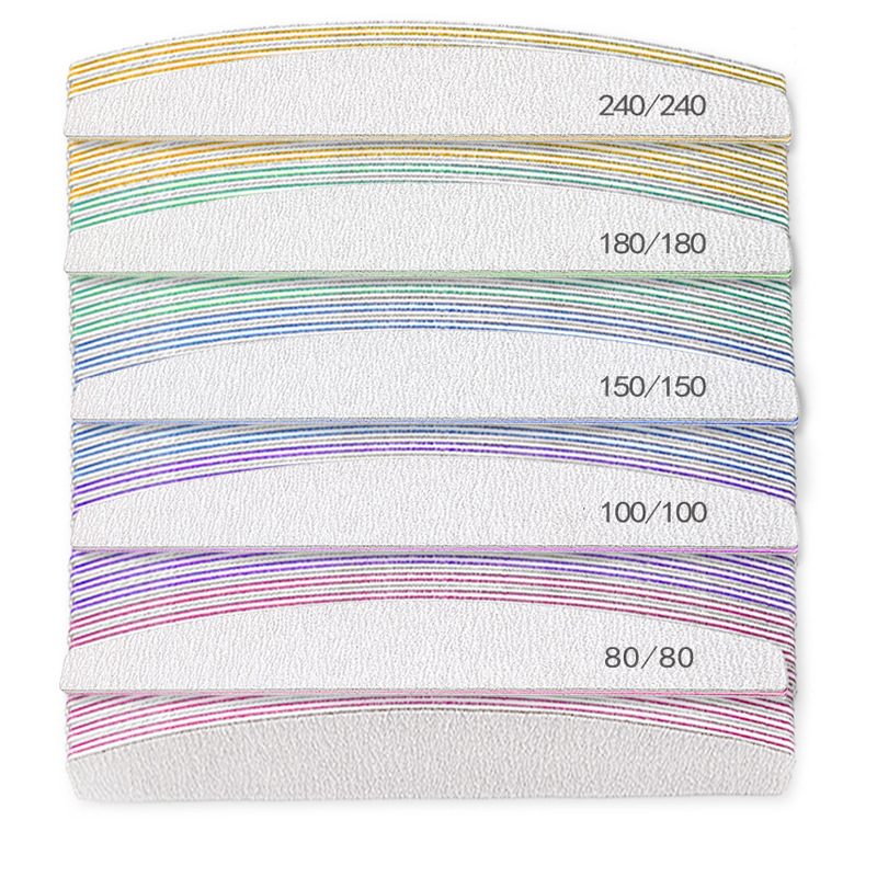 5pcs Nail File 100/180 Sandpaper Strong Thick Nail Files Sanding Half Moon Lime nail accessories and Tools