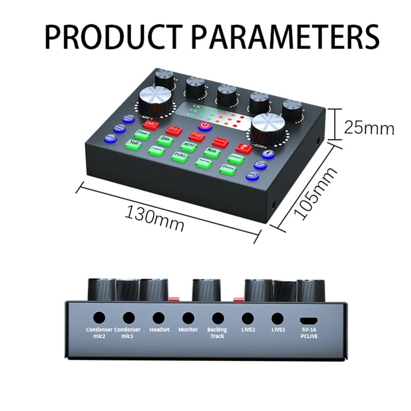 Live sound card bm800+v8s Bluetooth Mixer Condenser Microphone Audio Sound Card Live Broadcast Recording USB 3.5mm