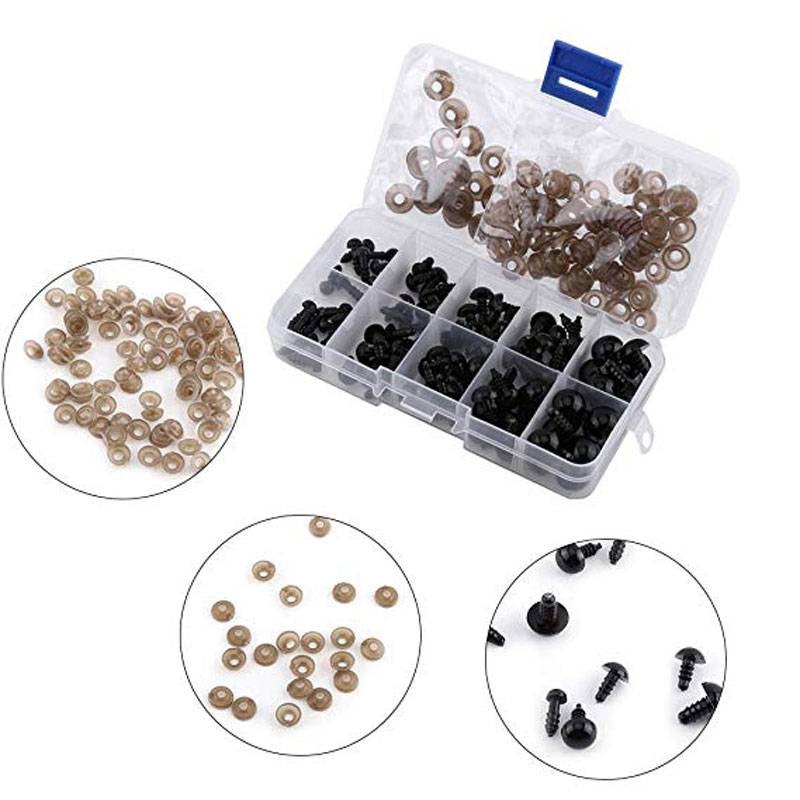 100pcs 10mm Eyeball Doll Accessories Black Plastic Plush Safety Eyes Amigurumi For Toys 6mm 8mm 12mm DIY Funny Toy Eyes Animal