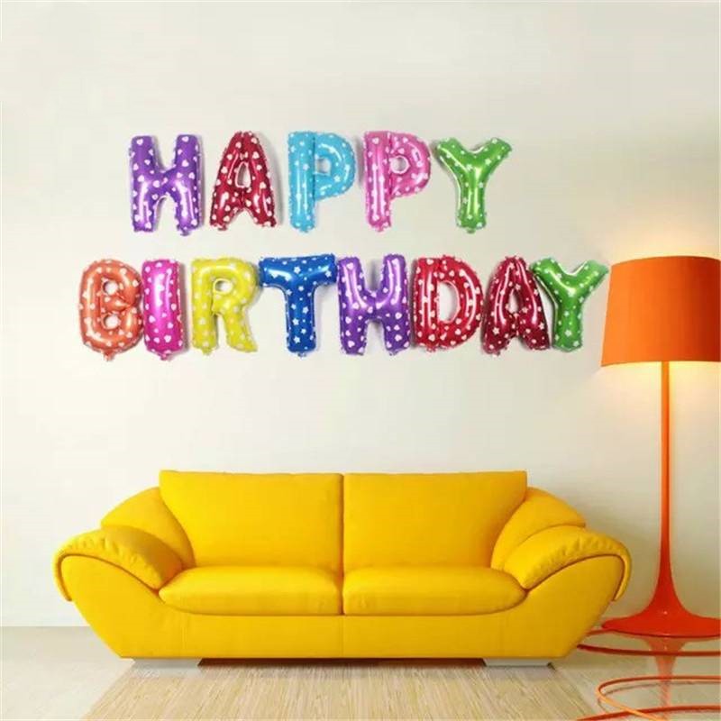 16 inches Multicolor Letters HAPPY BIRTHDAY Foil Balloons Silver Gold Children Letter Ballons party Decorations Supplies
