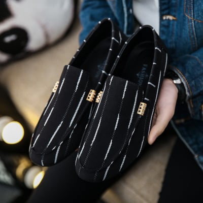 Spring new men's shoes social guy casual shoes lazy tide shoes set foot peas shoes men's stripes 39-44