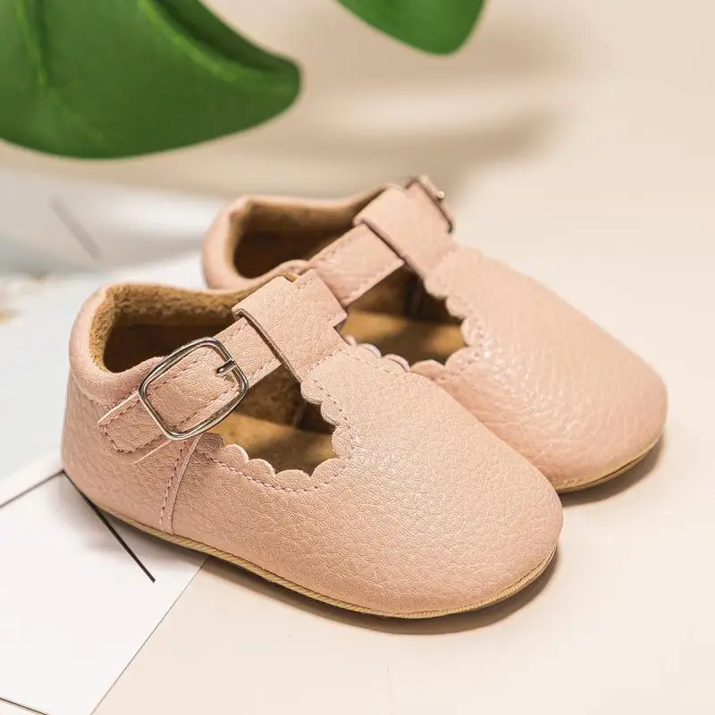 Newborn Baby Shoes Stripe PU Leather Boy Girl Shoes Toddler Rubber Sole Anti-slip First Walkers Infant Moccasins