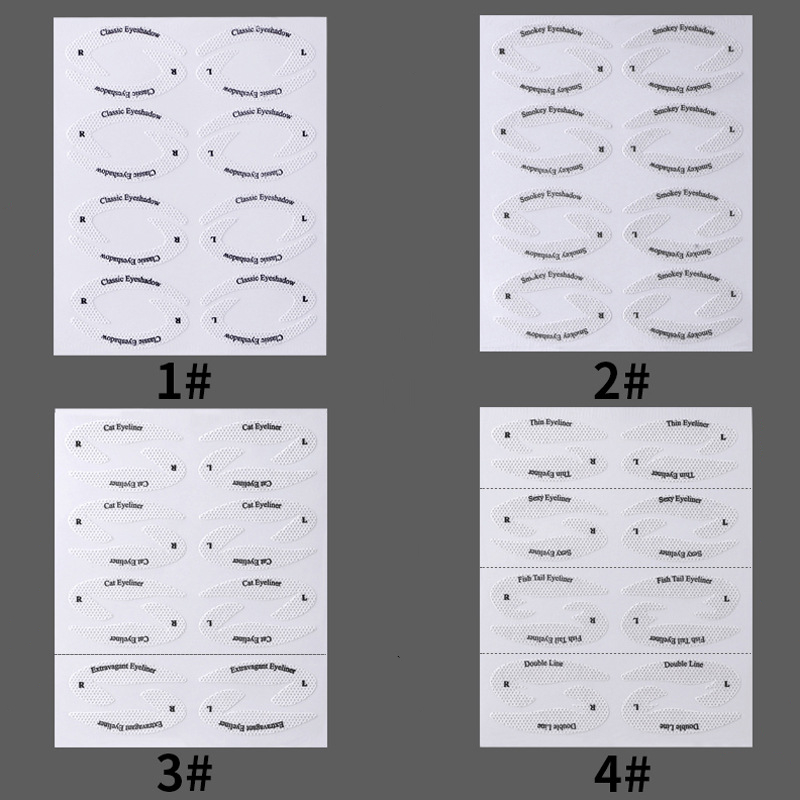 4 Sheets Eye Makeup Stencils Eyeliner Template Shaping Tools Eyebrows Eye Shadow Makeup Template Tool Styling Drawing Guide &