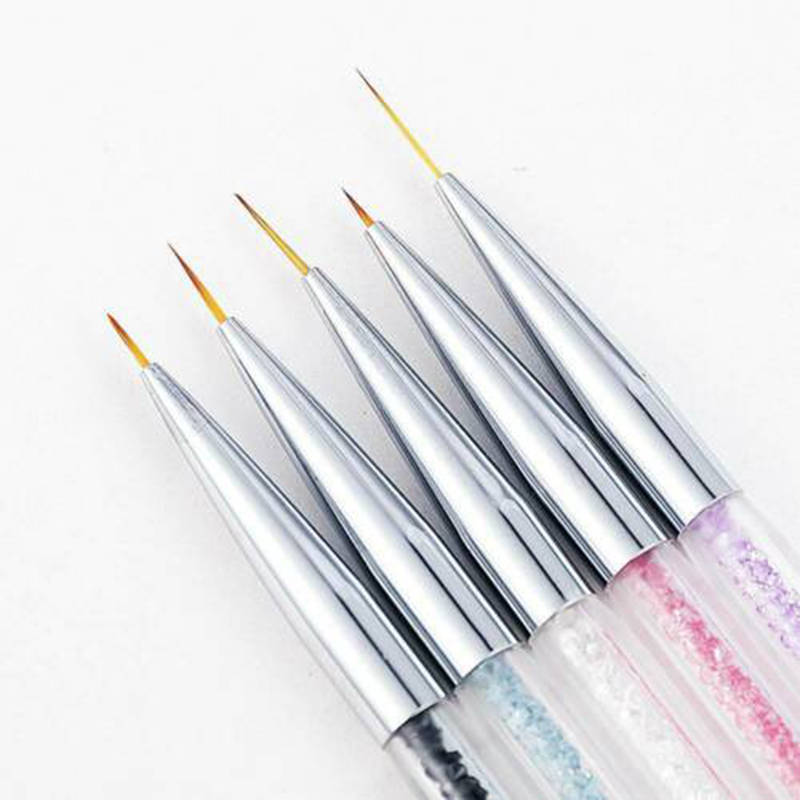 5PCS Nail Art Pens 2 Way Dotting Drawing Painting UV Gel Liner Polish Brush Set