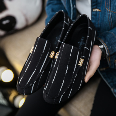 Spring new men's shoes social guy casual shoes lazy tide shoes set foot peas shoes men's stripes 39-44