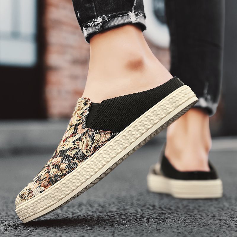 Men's Canvas Slippers Summer New Outdoor Anti-slip Soft-sole Fashion Male Casual Slippers Half Slippers