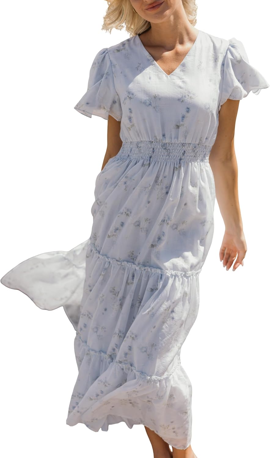 Mikarose Women's The Eden Antique Cream Ditsy Floral Midi Dress