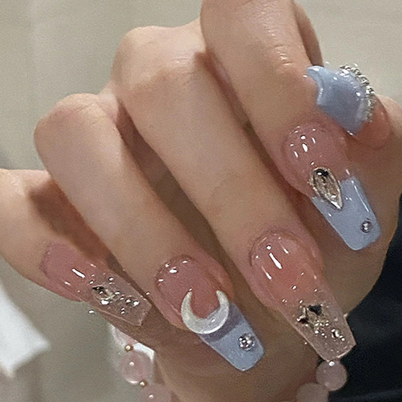 24pcs/Box Detachable Rose Red Woods Pattern Ballerina False Nails Wearable Middle Coffin Fake Nails Full Cover Nail Tips