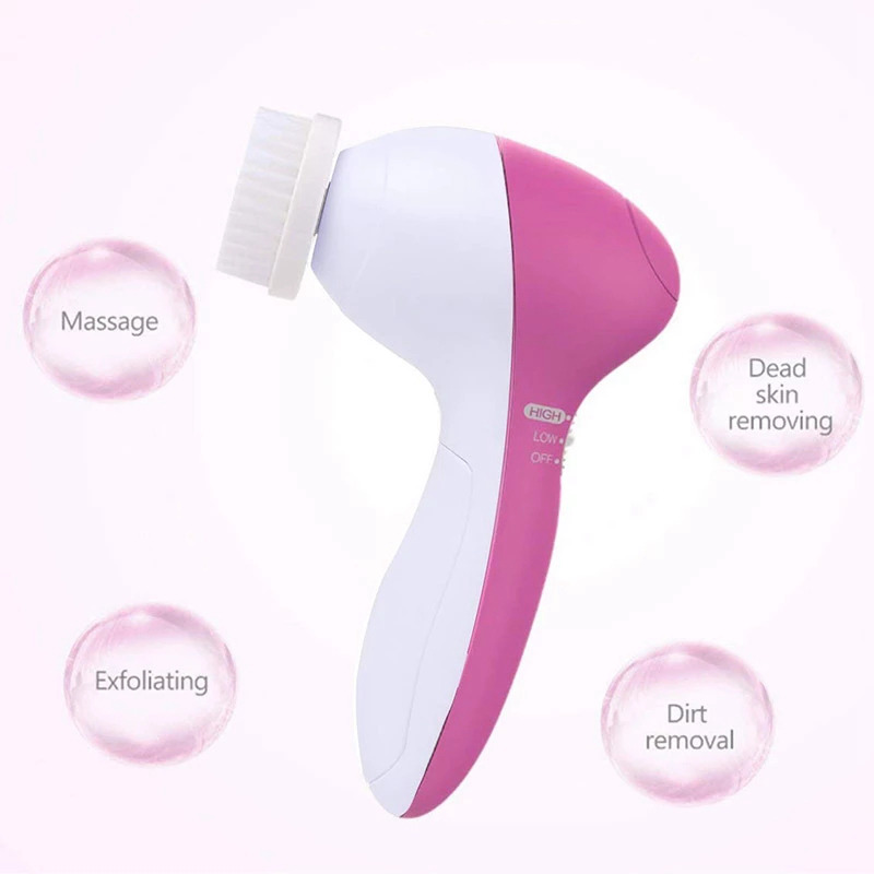 5 in 1 Face Cleansing Brush Silicone Facial Brush Deep Cleaning Pore Cleaner Face Massage Skin Care Waterproof Mini Facial Brush