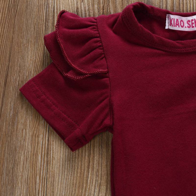 Telotuny kid Casual Clothing Set 100% Cotton 3Pcs Baby Toddler Girls Kids Overalls Skirt +Headband+Romper Clothes Outfits JU 133