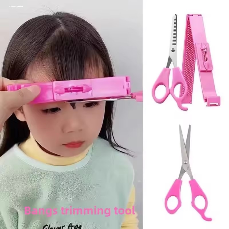 1 set of DIY hairdressing tools for trimming bangs, a divine tool for bangs, a level ruler for bangs, and a bangs clipper