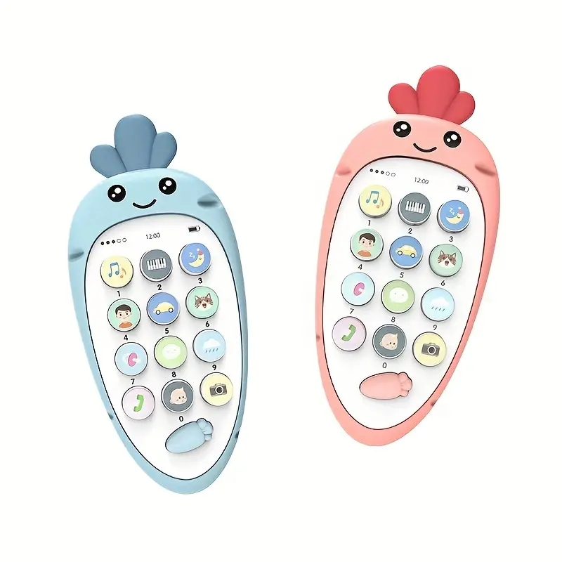 Music Mobile Phone Toy Girl Boy Phone Mini Radish With Soft Color Teether Baby Can Bite Child Simulation Puzzle Christmas Birthd