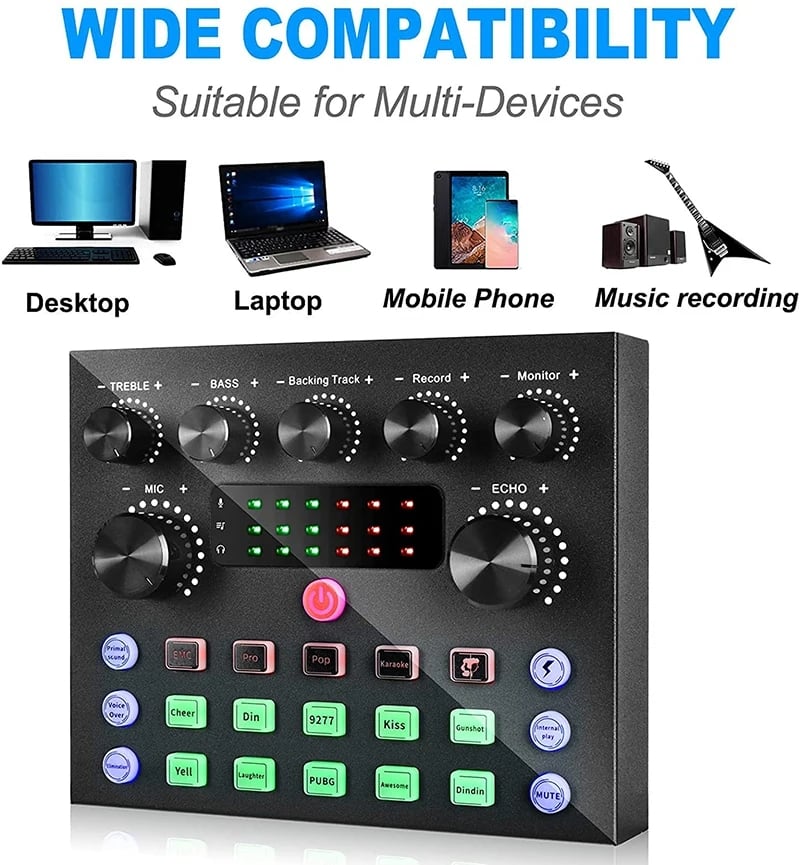 Live sound card bm800+v8s Bluetooth Mixer Condenser Microphone Audio Sound Card Live Broadcast Recording USB 3.5mm