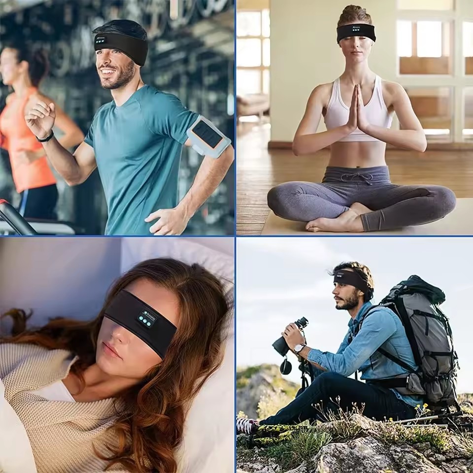 Bluetooth Headband Headphones Wireless Music Sports Hairband Running Fitness Sweatband Earphones Soft Sleeping Eye Mask Headset