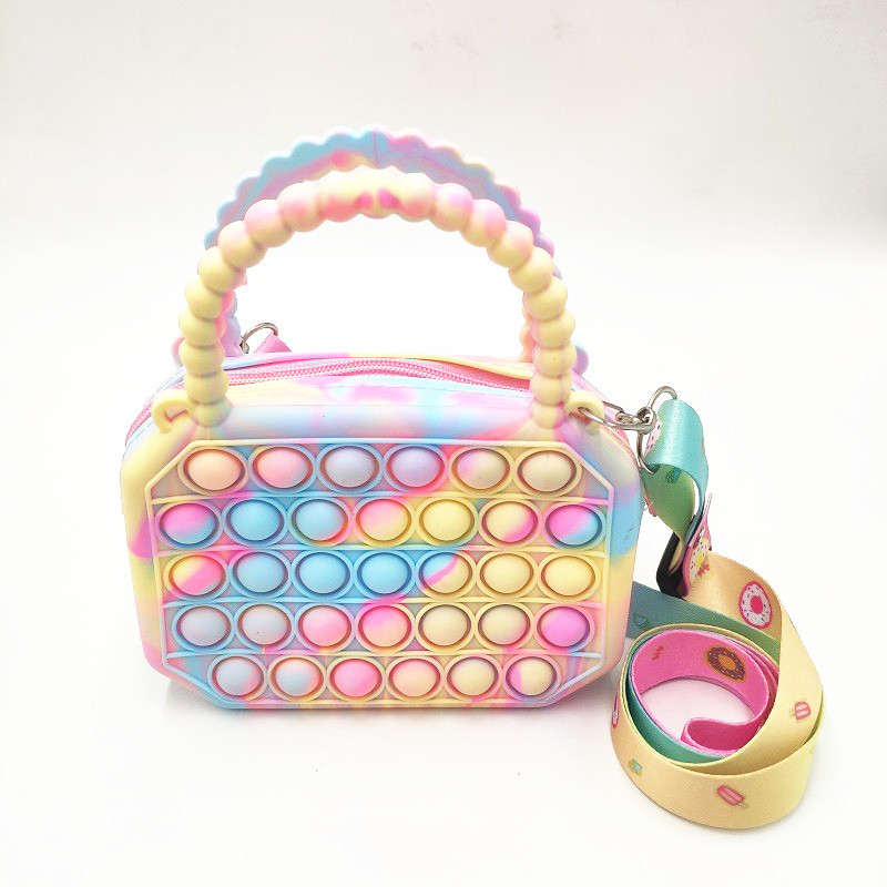 Pop Fidget Toys It Silicone Push Bubble Crossbody Bag Sensory Reliver Stress Autism Adults Kids Handbag Coin Pouch Purse Gifts