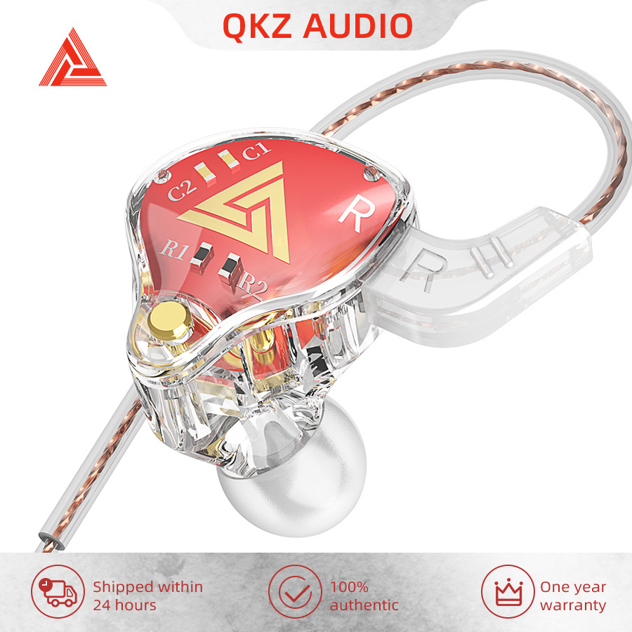 QKZ AKX monitoring earphones HiFi fever earphones deep bass in ear remote control mobile phone sports earphones