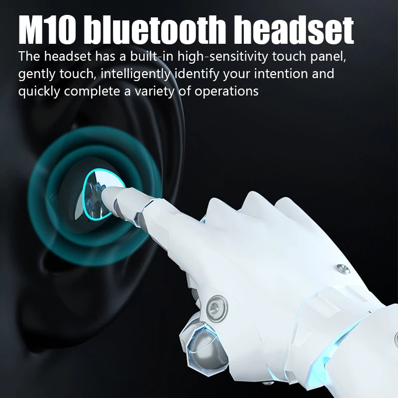 M10 Bluetooth Headset Dual Ear Stereo Sports TWS Wireless 5.2 Digital Bluetooth Headset