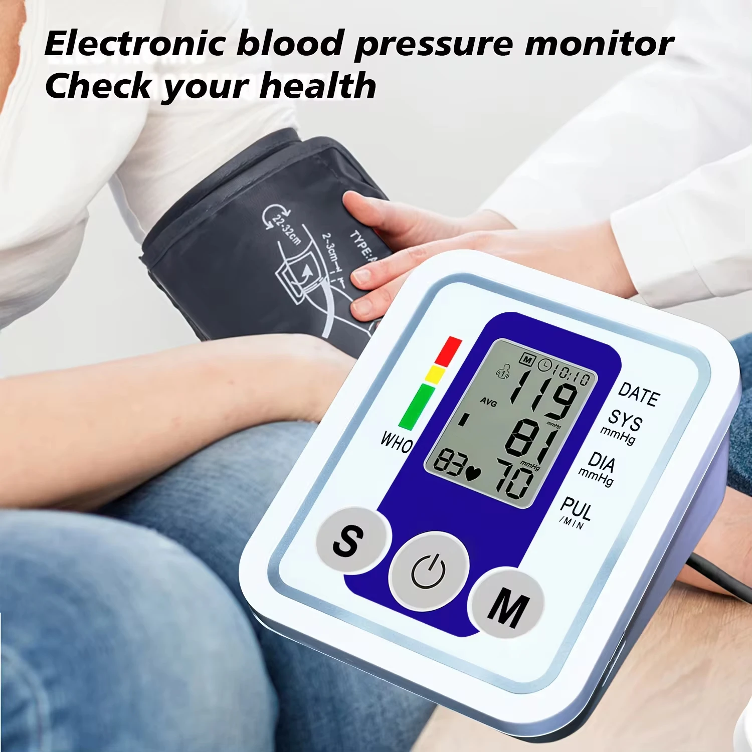Portable Tonometer Digital Tensiometer Heart Rate Monitor Arm Blood Pressure Monitor BP Equipment Automatic Professional Medical