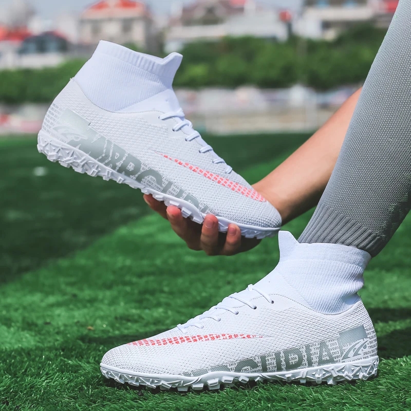 Original Men Women Soccer Shoes Teenage Breathable Football Boots Adult Kids TF/FG Cleats Professional Playing Field Sneakers