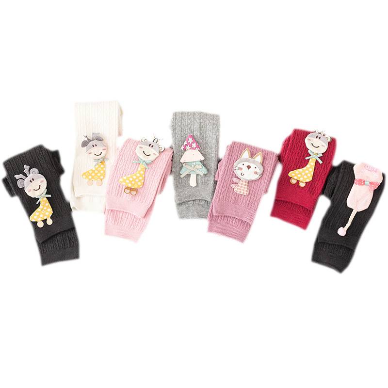 New children's knitted cotton cartoon girls leggings baby cropped pants