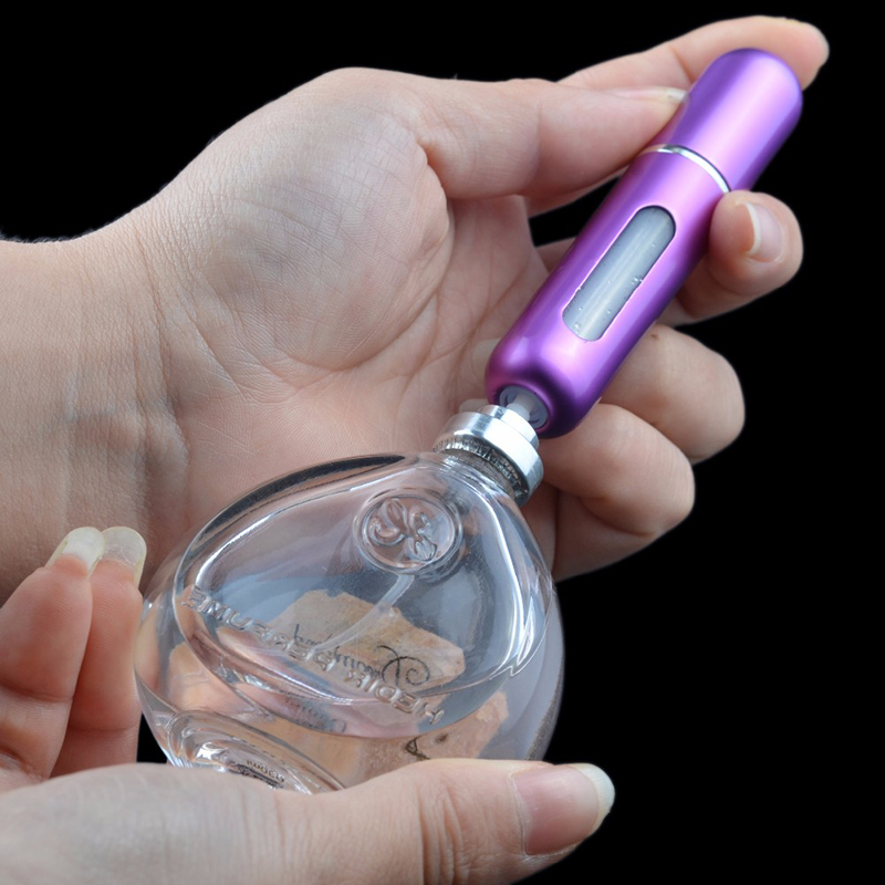 5ml Portable Mini Aluminum Refillable Storage Bottles Perfume Spray Empty Cosmetic Containers Atomizer For Traveler Women Random