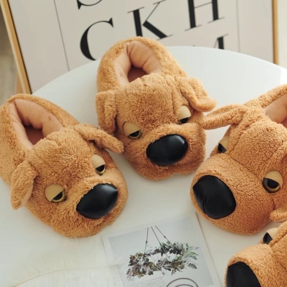 Lovely Dog Plush Indoor Warm Winter Adult Shoes Cartoon Cute Animal Plush Toys for Girls Christmas Gift