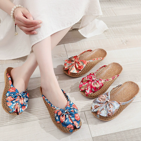 New rattan grass slippers for home, men and women, summer couples, breathable indoor rattan grass flooring, and cool slippers