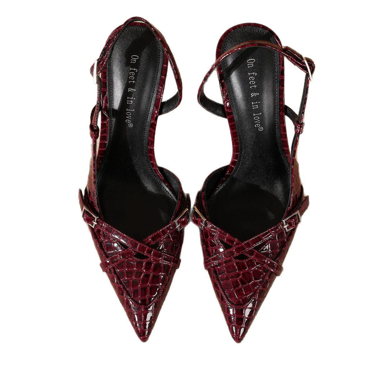 1Pair Sharp pointed shallow mouth slim high-heeled sandals, fashionable and simple toe cap cross strap women's single shoes