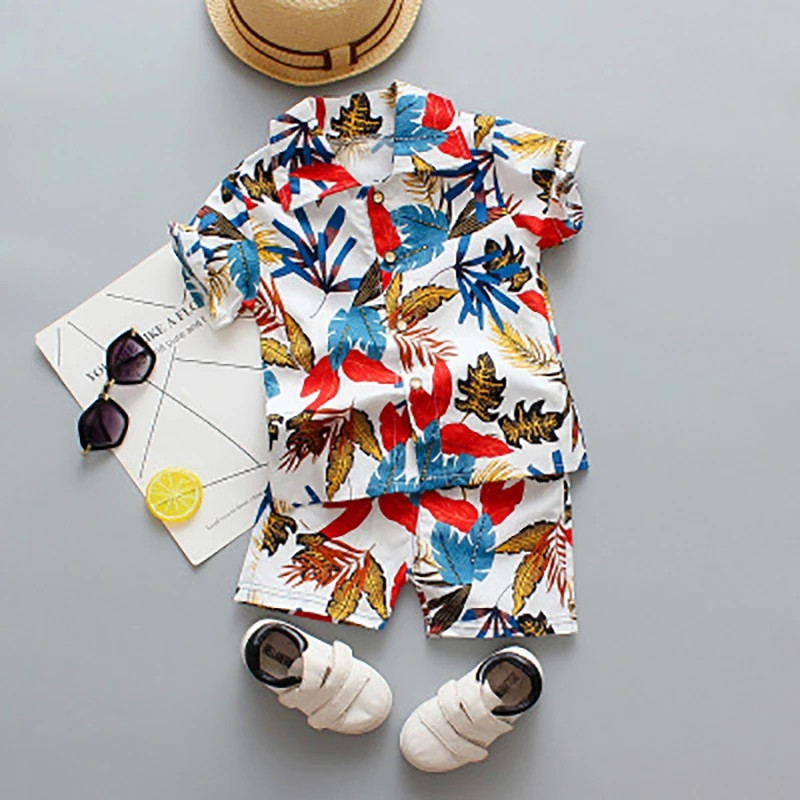 Children's short-sleeved shirt boys summer shorts shrimp skin cross-border e-commerce suit Southeast Asia short-sleeved