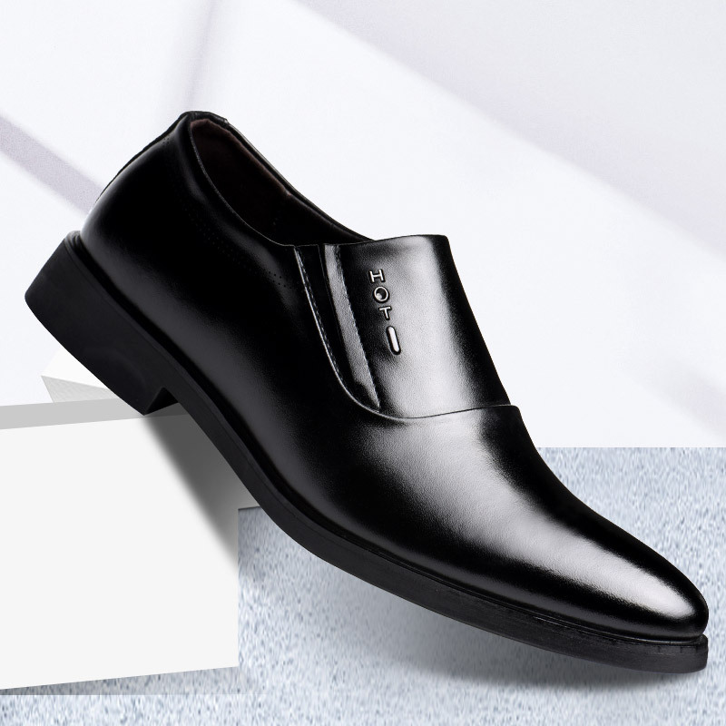 Mens PU Leather Dress Shoes Formal Business Loafers Pointed Toe Wedding Shoes