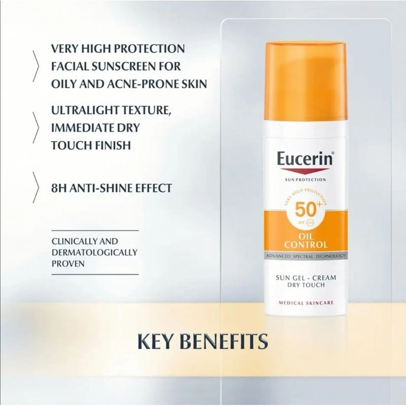 Eucerin Refreshing Oil Control Facial Sunscreen 50ml Sensitive Skin UV Protection SPF50+ Waterproof Whitening Sunscreen Cream