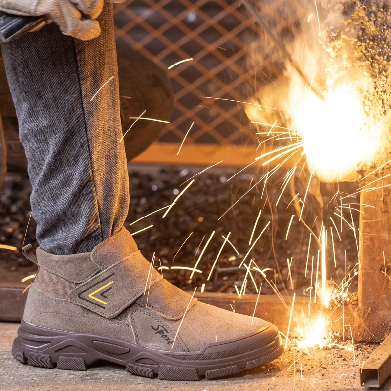 Construction Work Boots Anti-smash Anti-puncture Safety Shoes Men Steel Toe Boots Scald Proof Welding Boots Indestructible Shoes