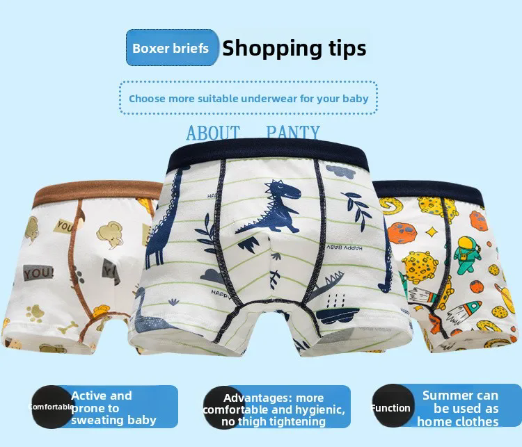 4 Pack Boys Boxer Briefs Soft Cotton Underwear Comfortable Kids Underpants for Big Boys