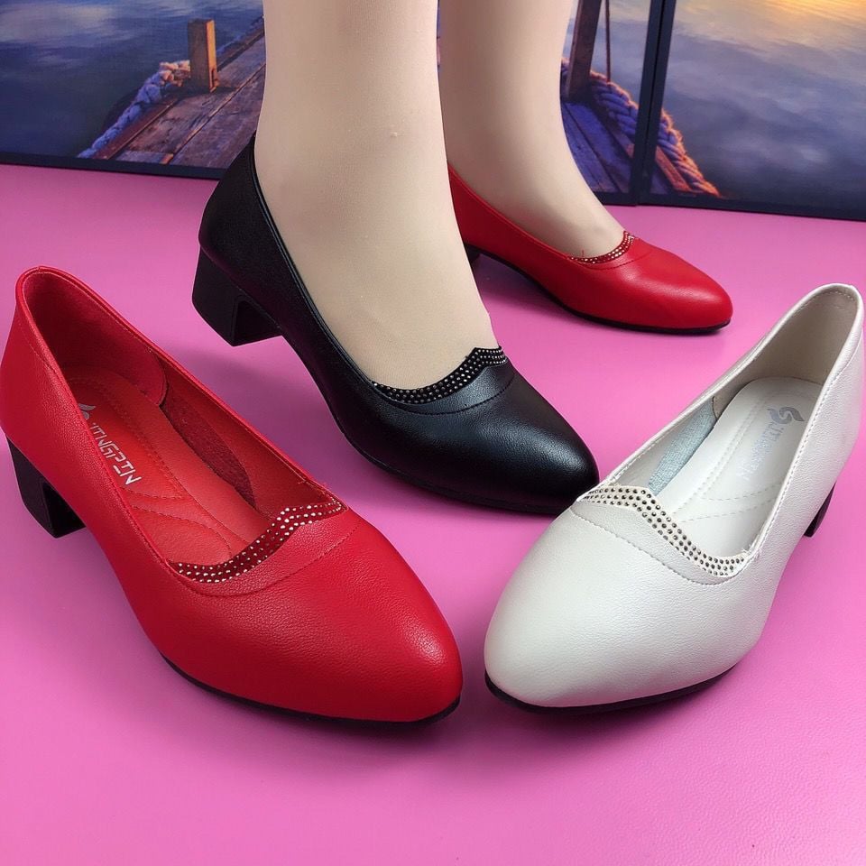 Women Cute Round Toe Spring Slip On High Heel Shoes Lady Classic Comfort European Stylish Office Career Pumps
