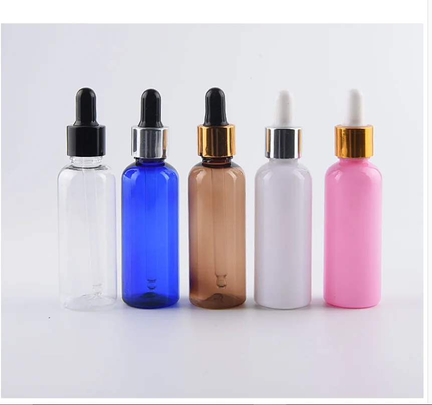 10pcs/Lot Plastic PET Dropper Bottle for Essential Oil 50ML Rubber Dropper Bottles Container