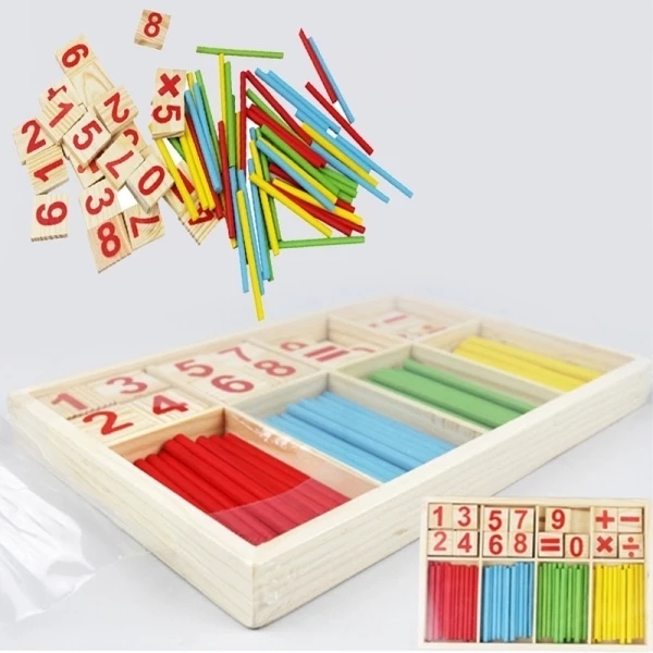 Colorful Bamboo Counting Sticks Baby Toy Montessori Teaching Aids Counting Rod Kindergarten Mathematics Learning Educational Toy