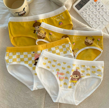 4PCS Cute Cotton Underwear Soft Antibacterial Summer Thin Breathable Children's Pants for Girls Aged 2+