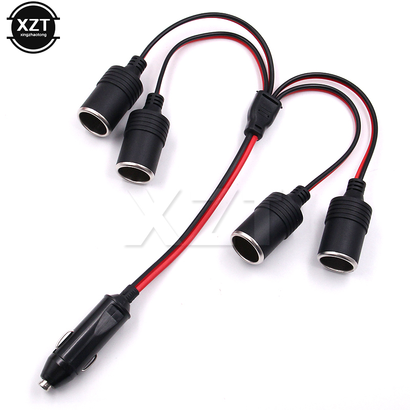 120W 4 Ways Triple Car Cigarette Lighter Splitter Female Socket Plug Power Adapter Connector, input 12V 24V Output 12V 10A Black